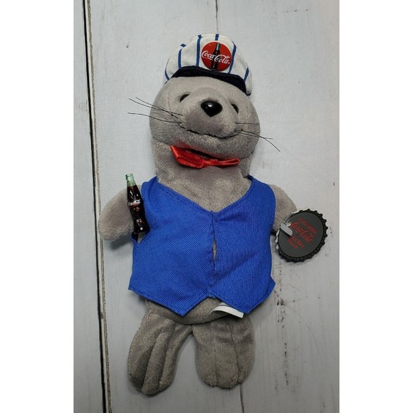 COCA-COLA 1998 Bean Bag Plush SEAL in Delivery Outfit Cap COKE vintage Rare - Picture 1 of 12